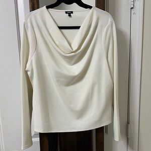 Express Cream Cowl-Neck Long Sleeve Sweater